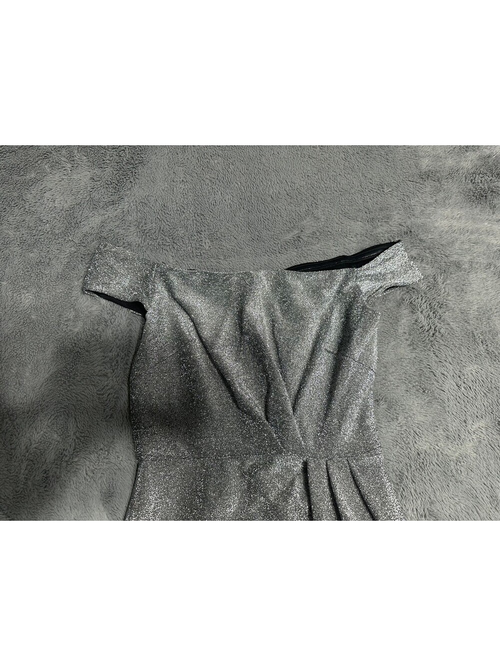 Shine Bright in an Aqua Silver Off-the-Shoulder Dress! - Picture 4 of 5